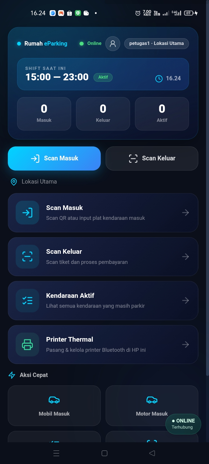 Aplikasi petugas E-Parking